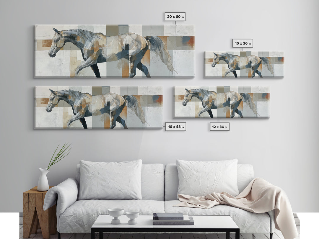 Sepia Horse Portrait Canvas Print, Monochrome Art, Textured Wall Art, Living Room Decor, Oil Painting, Mono, Wallpaper Mural, MON-3x1-42