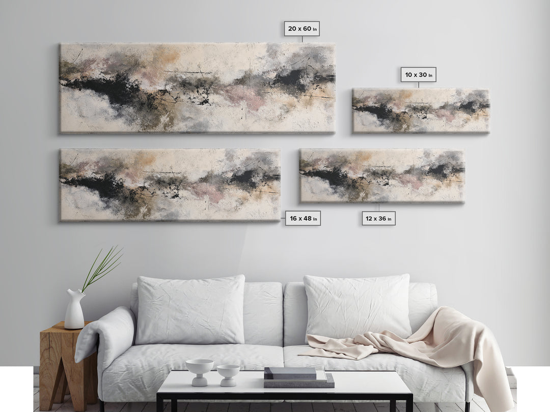 Black Ink Abstract Canvas Print, Monochrome Art, Living Room Decor, Abstract Art, Mono, Modern Art, Moody Wall Art, MON-3x1-46