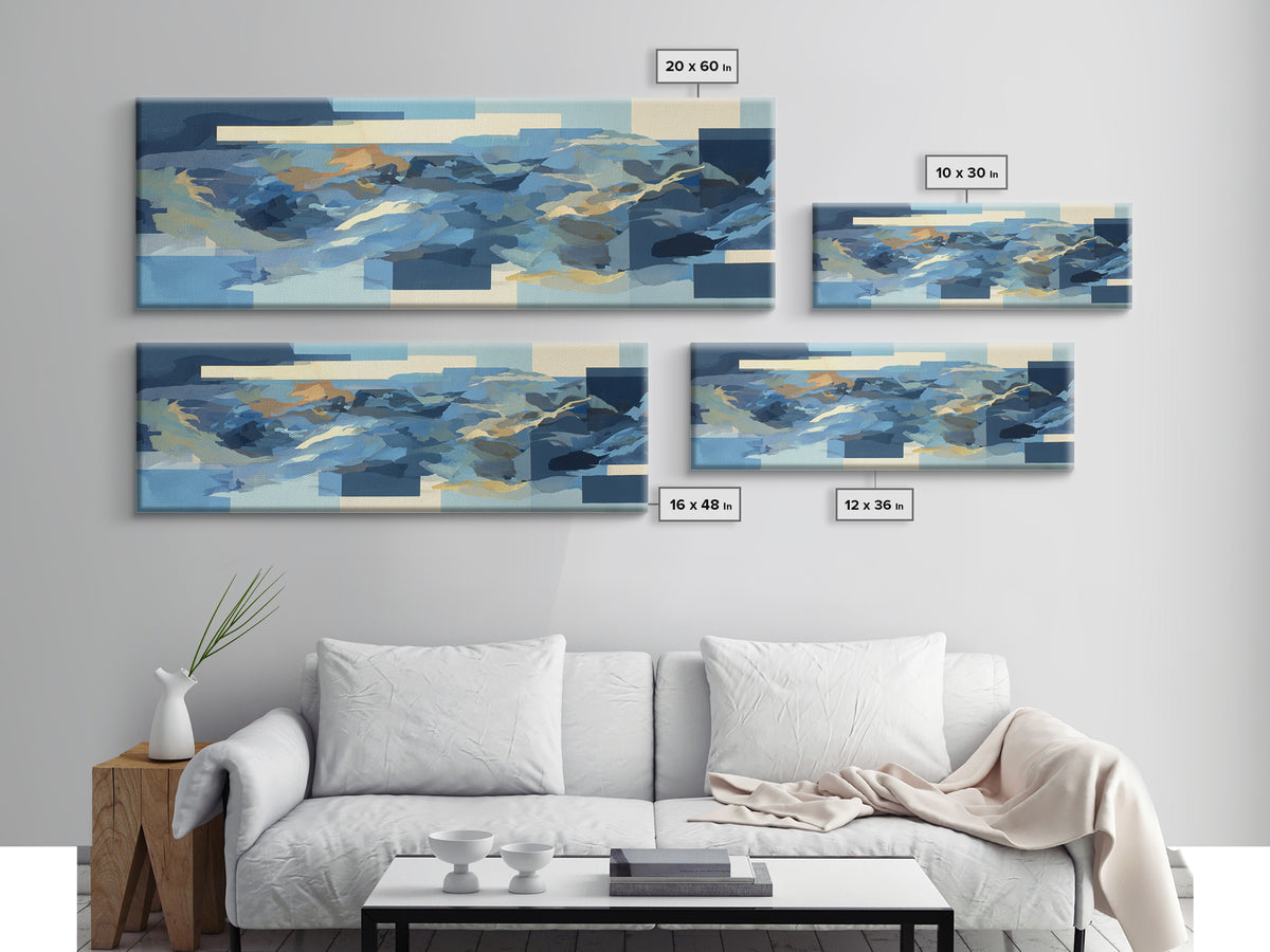 Blue Heron in Monochrome Navy Palette Canvas Print, Monochrome Art, Luxury Decor, Living Room Decor, Fine Art, Mono, MON-3x1-48