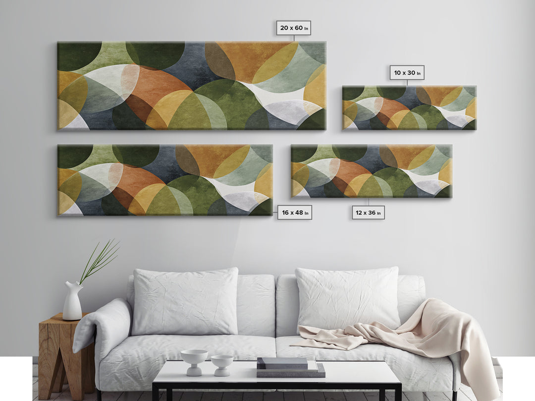 Olive Green Abstract Leaf Pattern Framed Canvas Print, Monochrome Art, Statement Artwork, Living Room Decor, Oil Painting, Mono, MON-3x1-60