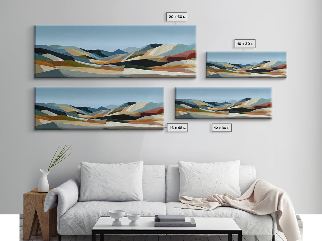 Blue Mountain Ridge Layers Framed Canvas Print, Monochrome Art, Boho Decor, Living Room Decor, Fine Art, Mono, Art Print, MON-3x1-64