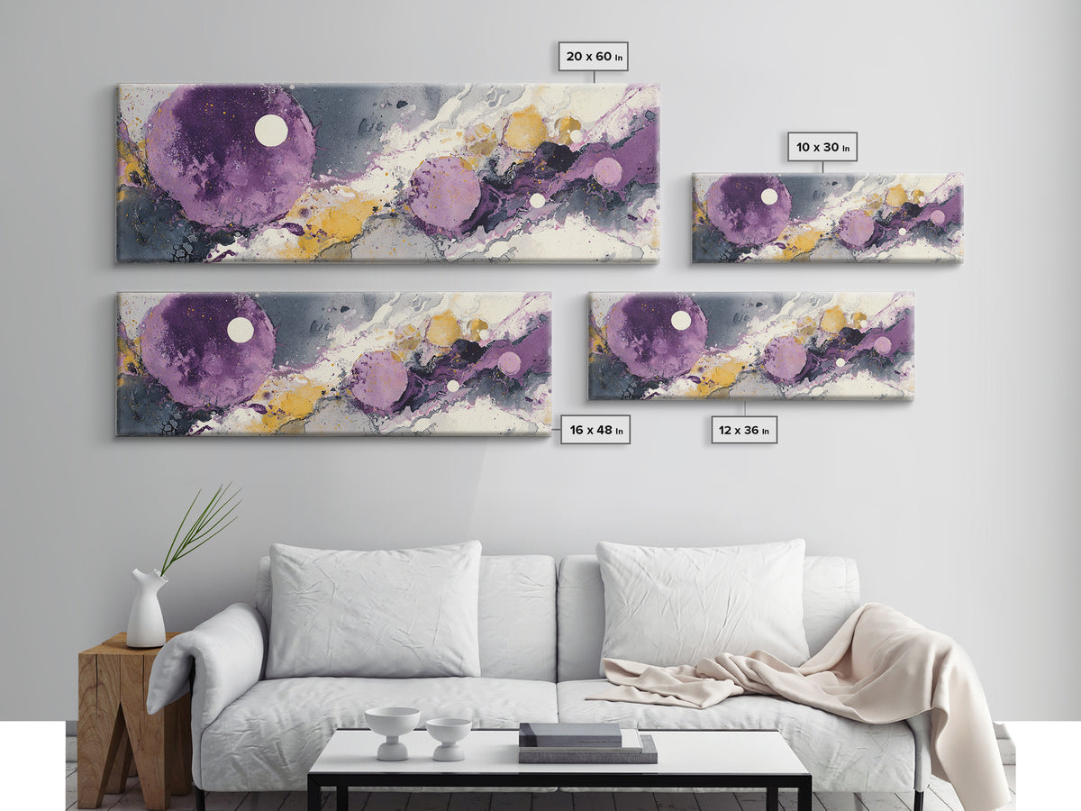 Purple Night Sky Framed Canvas Print, Monochrome Art, Wall Decor, Living Room Decor, Fine Art, Mono, Wall Art, Home Decor, MON-3x1-7