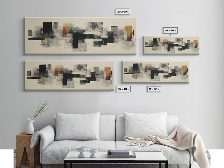 Black Ink Abstract Canvas Print, Monochrome Art, Luxury Decor, Living Room Decor, Abstract Art, Mono, Printable Wall Art, MON-3x1-70
