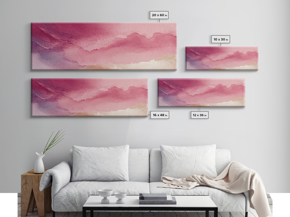 All Pink Cloudscape Canvas Print, Monochrome Art, Home Decor, Living Room Decor, Mono, Bedroom Decor, Textured Wall Art, MON-3x1-76