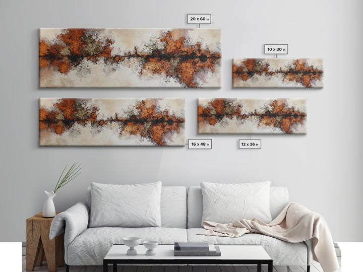 Burnt Orange Canyon Abstraction Canvas Print, Monochrome Art, Poster, Living Room Decor, Fine Art, Mono, Textured Wall Art, MON-3x1-80