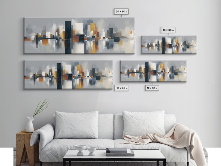Black and White City Reflection Canvas Print, Monochrome Art, Unique Wall Art, Living Room Decor, Oil Painting, Mono, MON-3x1-85