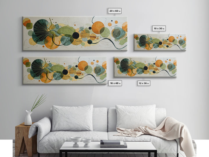 Green Botanical Study Canvas Print, Monochrome Art, Room Decor, Living Room Decor, Fine Art, Mono, Mid Century Modern, MON-3x1-91