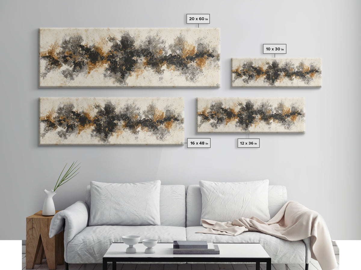 Black Ink Abstract Canvas Print, Monochrome Art, Printable Art, Living Room Decor, Abstract Art, Mono, Minimalist Wall Art, MON-3x1-94