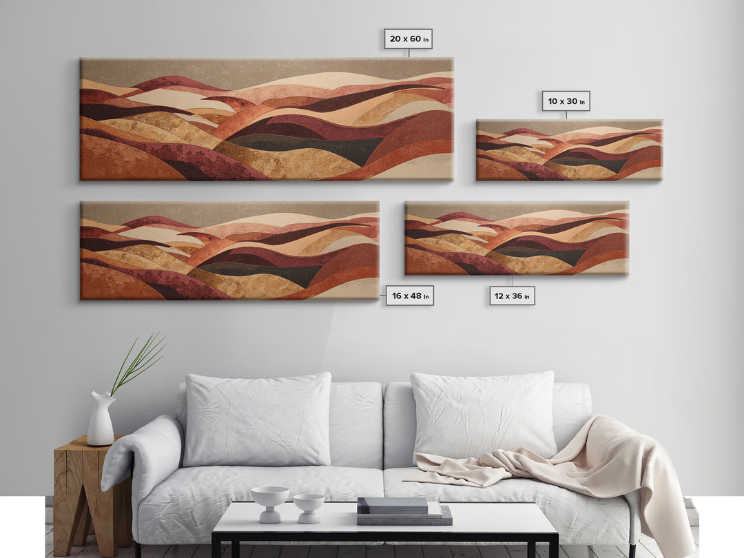 Warm Brown Desert Landscape Canvas Print, Monochrome Art, Gallery Decor, Living Room Decor, Fine Art, Mono, Contemporary Art, MON-3x1-97