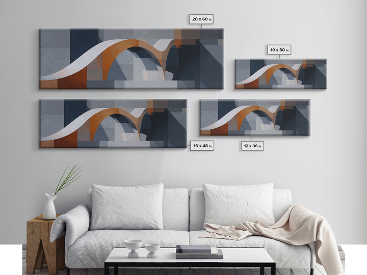 Gray Architectural Arch and Shadow Study Canvas Print, Monochrome Art, Unique Wall Art, Living Room Decor, Fine Art, Mono, MON-3x1-98