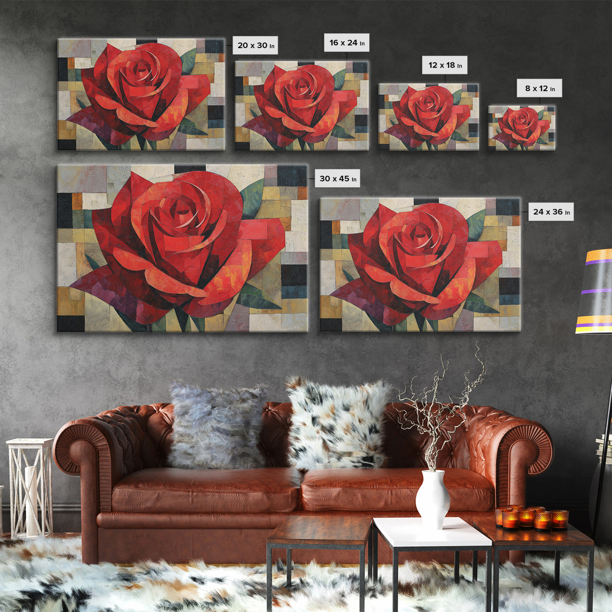Single Red Rose Rendered Only Canvas Print, Monochrome Art, Dopamine Decor, Living Room Decor, Fine Art, Mono, Modern Decor, MON-3x2-11