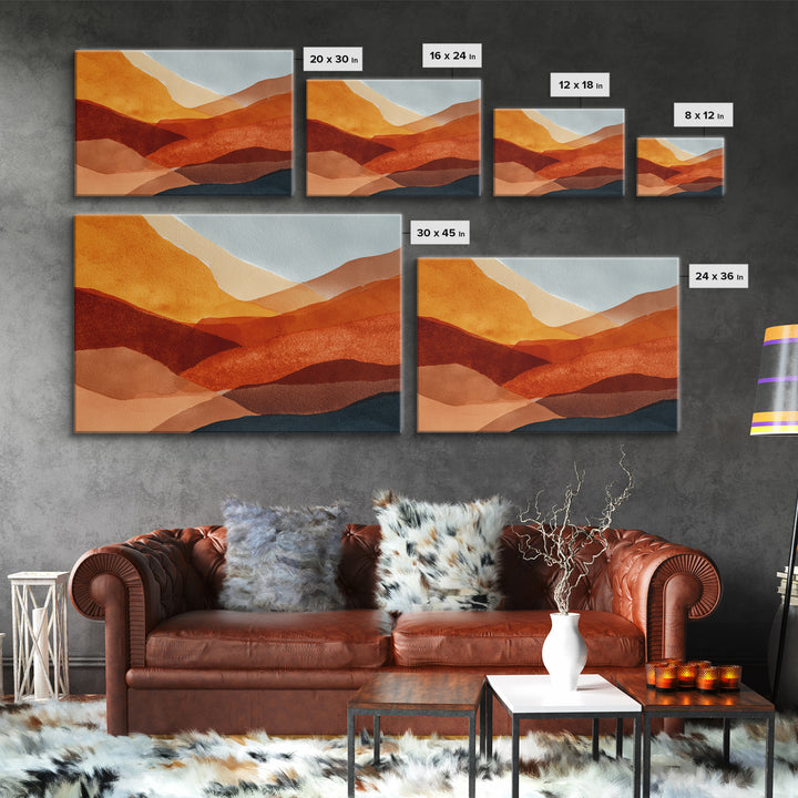 Burnt Orange Canyon Abstraction Framed Canvas Print, Monochrome Art, Textured Wall Art, Living Room Decor, Fine Art, Mono, MON-3x2-20