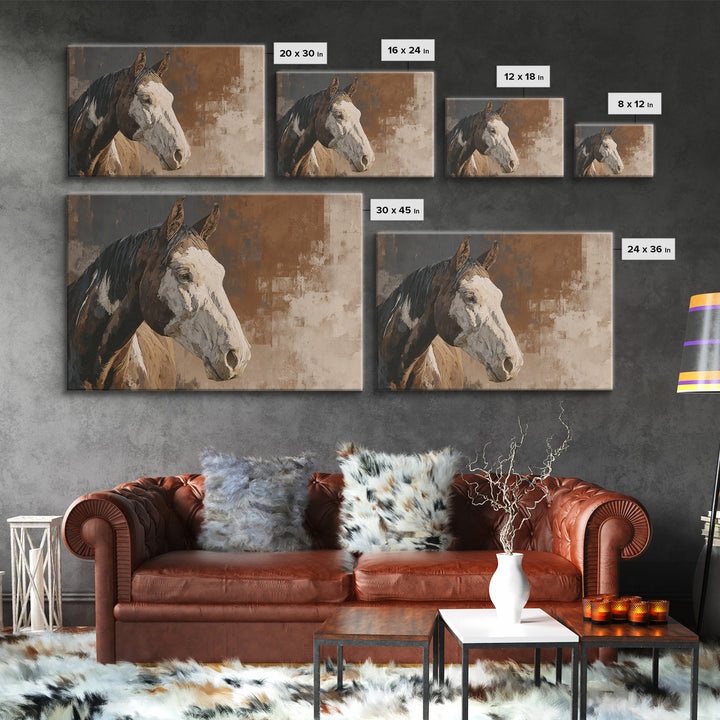 Sepia Horse Portrait Canvas Print, Monochrome Art, Apartment Decor, Living Room Decor, Fine Art, Mono, Moody Wall Art, MON-3x2-30