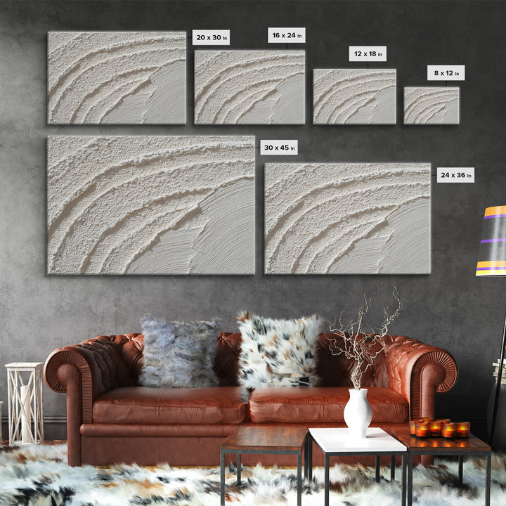 Ivory White Plaster Texture Composition Canvas Print, Monochrome Art, Boho Wall Art, Living Room Decor, Fine Art, Mono, MON-3x2-33