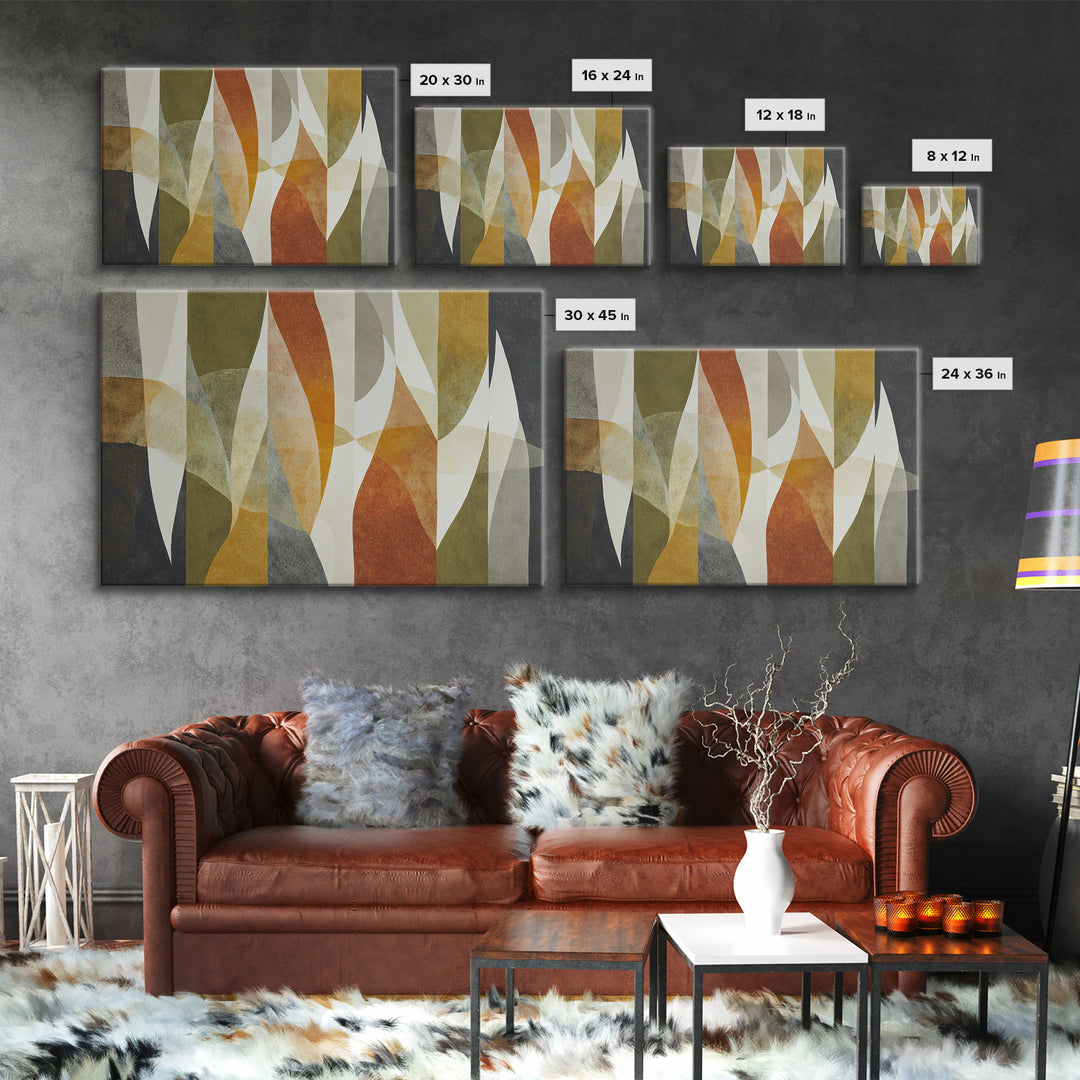 Olive Green Abstract Leaf Pattern Canvas Print, Monochrome Art, Dopamine Decor, Living Room Decor, Fine Art, Mono, Modern Decor, MON-3x2-48