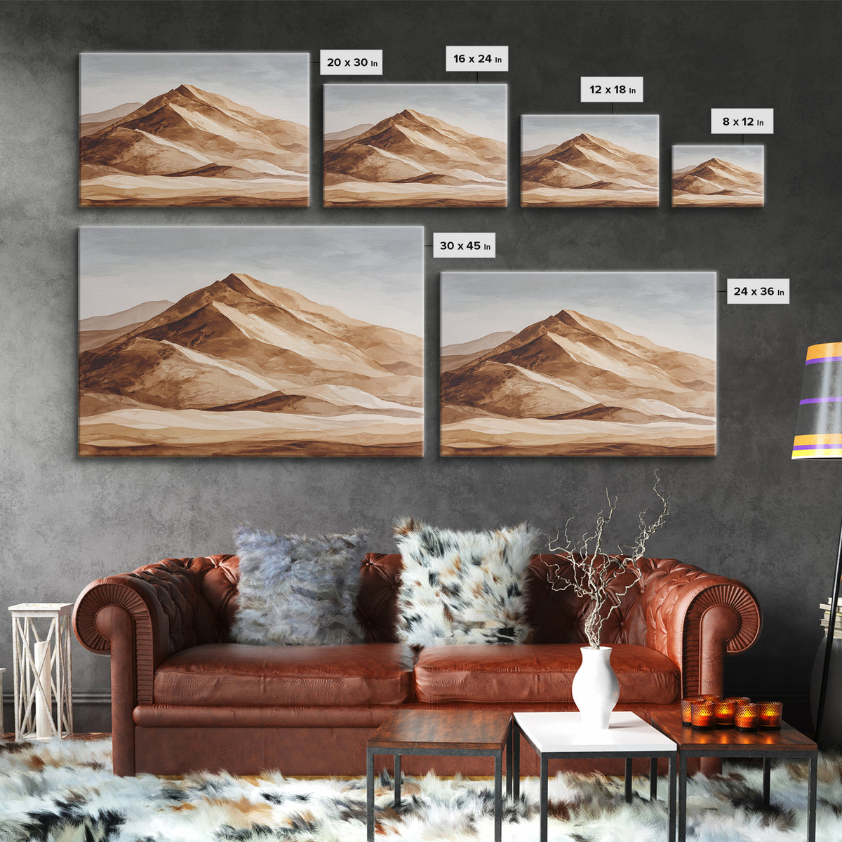 Warm Brown Desert Landscape Canvas Print, Monochrome Art, Dopamine Decor, Living Room Decor, Fine Art, Mono, Modern Decor, MON-3x2-61