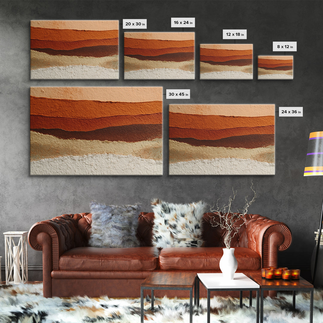 Burnt Orange Canyon Abstraction Canvas Print, Monochrome Art, Wall Decor, Living Room Decor, Oil Painting, Mono, Wall Art, MON-3x2-68