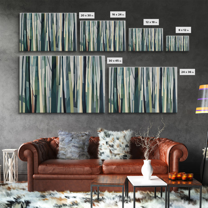 Deep Green Forest Silhouette Study Canvas Print, Monochrome Art, Modern Art, Living Room Decor, Fine Art, Mono, MON-3x2-89