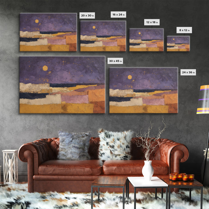 Purple Night Sky Framed Canvas Print, Monochrome Art, Poster, Living Room Decor, Oil Painting, Mono, Textured Wall Art, MON-3x2-91