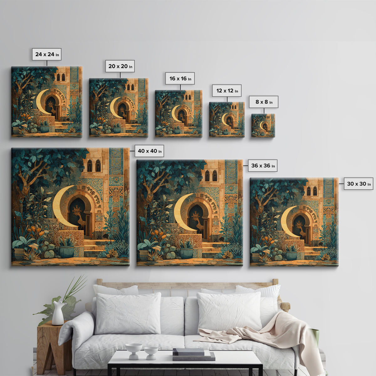 Camel Silhouette Beneath Crescent Moon Canvas Print, Moroccan Art, Digital Download Art, Living Room Decor, Fine Art, Marrakesh, MOR-1x1-35