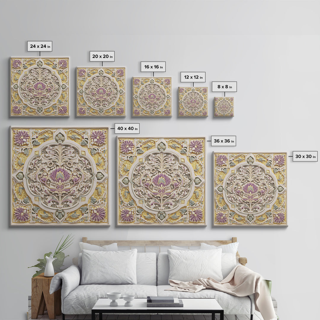 Patterned Door Hardware and Carved Wood Detail Canvas Print, Moroccan Art, Statement Artwork, Living Room Decor, Marrakesh, MOR-1x1-67