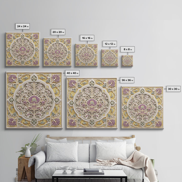 Patterned Door Hardware and Carved Wood Detail Canvas Print, Moroccan Art, Statement Artwork, Living Room Decor, Marrakesh, MOR-1x1-67