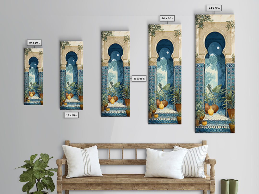 Moroccan Arch Framing a Moonlit Sky Framed Canvas Print, Moroccan Art, Printable, Living Room Decor, Fine Art, Marrakesh, MOR-1x3-4
