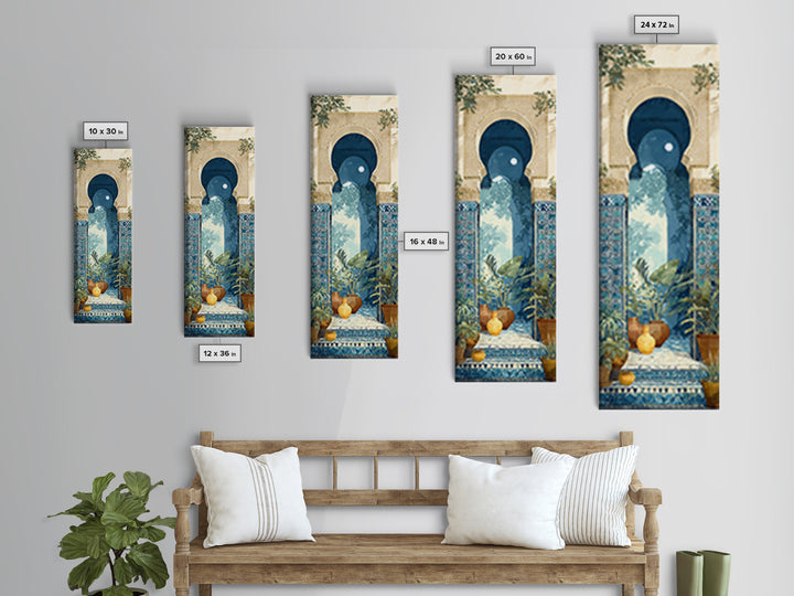 Moroccan Arch Framing a Moonlit Sky Framed Canvas Print, Moroccan Art, Printable, Living Room Decor, Fine Art, Marrakesh, MOR-1x3-4