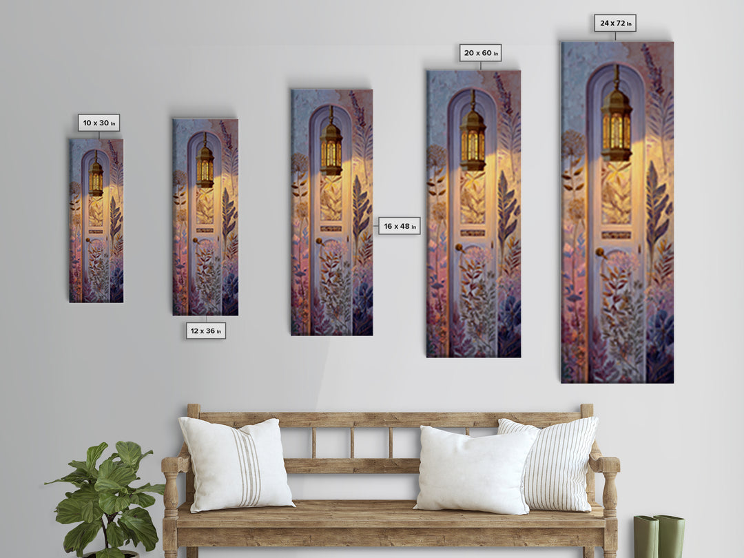 Patterned Door Hardware and Carved Wood Detail Canvas Print, Moroccan Art, Neutral Decor, Living Room Decor, Oil Painting, MOR-1x3-55