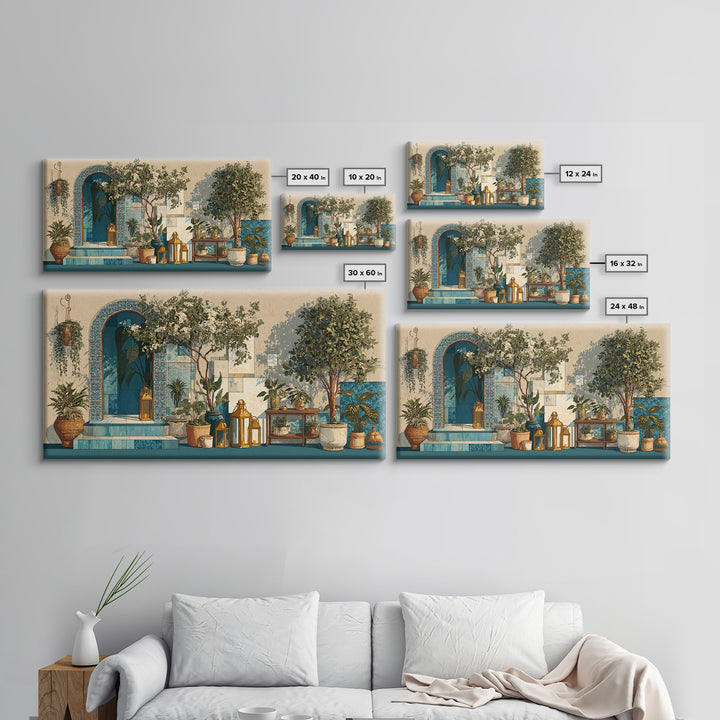 Brass Lantern Still Life Casting Lace Shadows Canvas Print, Moroccan Art, Boho Decor, Living Room Decor, Marrakesh, MOR-2x1-29