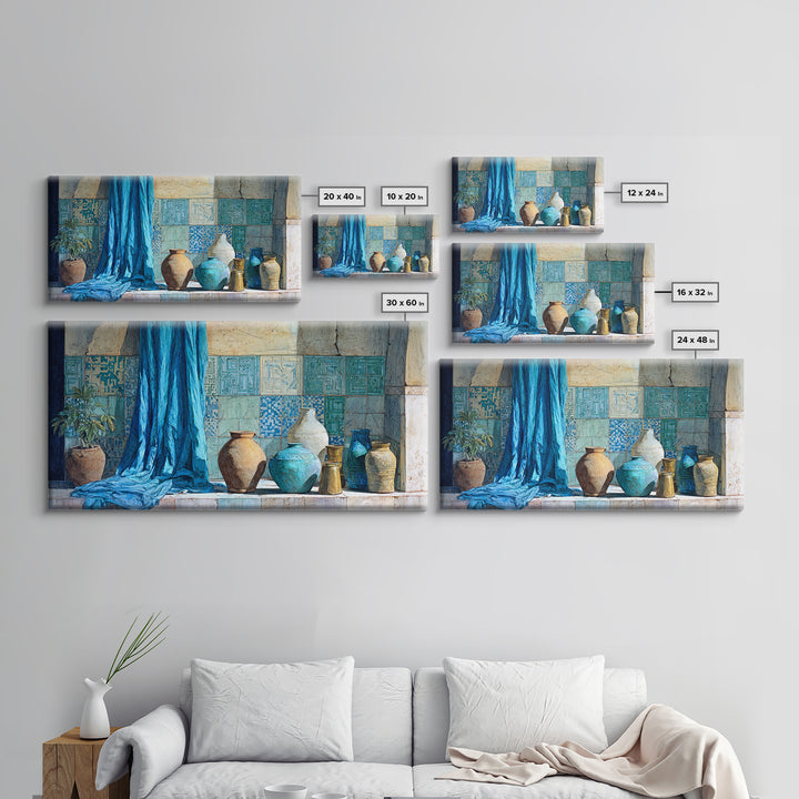 Tuareg Blue Scarf Portrait Framed Canvas Print, Moroccan Art, Contemporary Art, Living Room Decor, Fine Art, Marrakesh, MOR-2x1-38