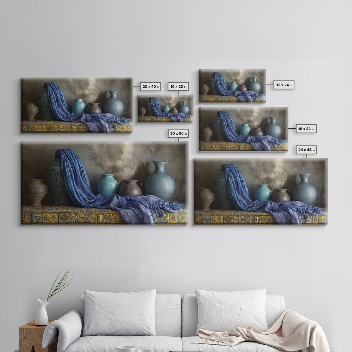 Tuareg Blue Scarf Portrait Framed Canvas Print, Moroccan Art, Living Room Decor, Marrakesh, Travel Poster, Map Wall Art, MOR-2x1-86