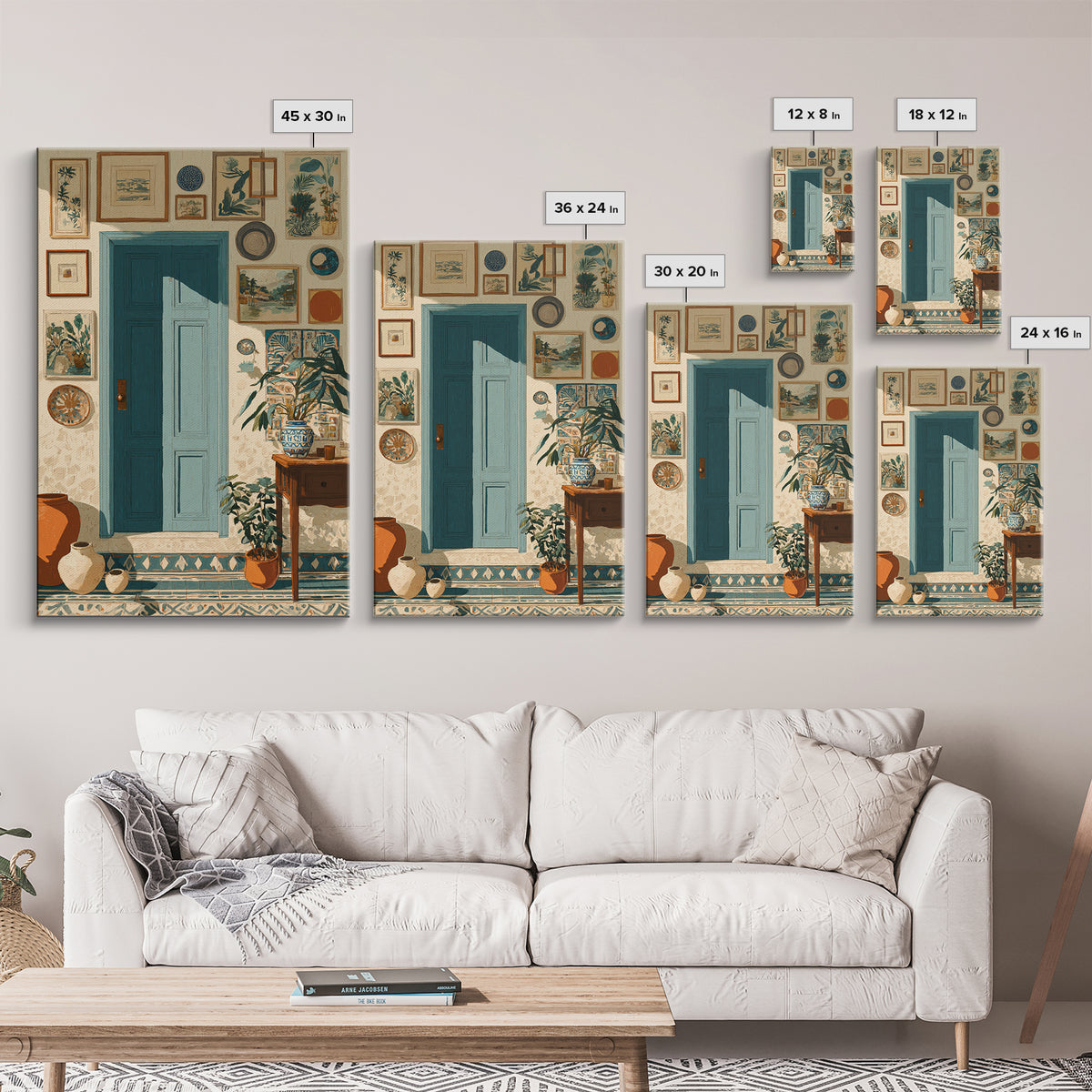Patterned Door Hardware and Carved Wood Detail Canvas Print, Moroccan Art, Living Room Rug, Living Room Decor, Marrakesh, MOR-2x3-51
