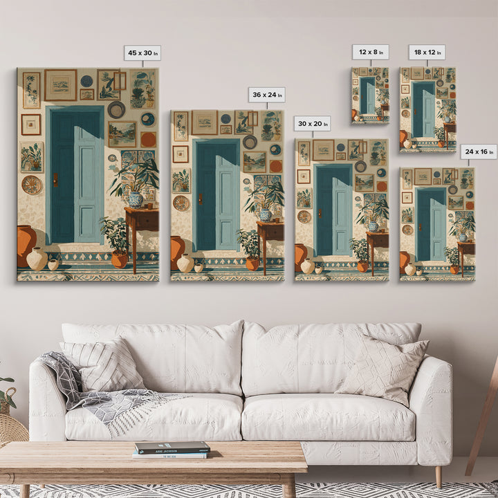 Patterned Door Hardware and Carved Wood Detail Canvas Print, Moroccan Art, Living Room Rug, Living Room Decor, Marrakesh, MOR-2x3-51