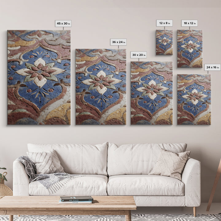 Islamic Geometric Rosette Framed Canvas Print, Moroccan Art, Moroccan Decor, Living Room Decor, Fine Art, Marrakesh, MOR-2x3-68