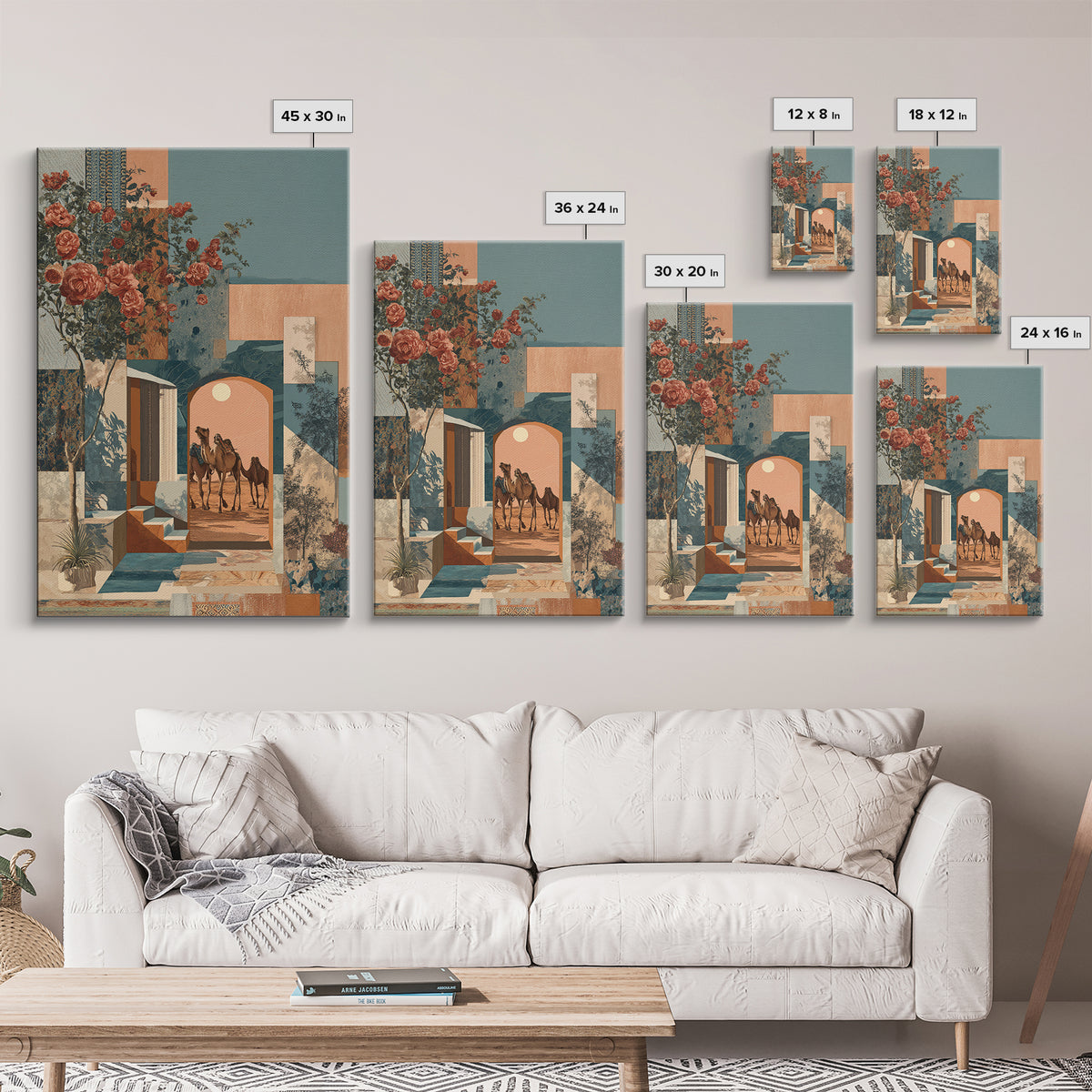 Desert Camel Caravan Framed Canvas Print, Moroccan Art, Room Decor, Living Room Decor, Fine Art, Marrakesh, Printable Wall Art, MOR-2x3-83