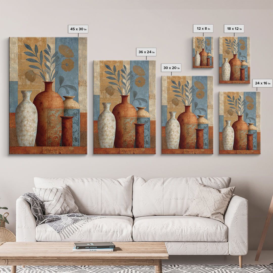 Henna Floral Ornament Pattern Framed Canvas Print, Moroccan Art, Neutral Wall Art, Living Room Decor, Fine Art, Marrakesh, MOR-2x3-88