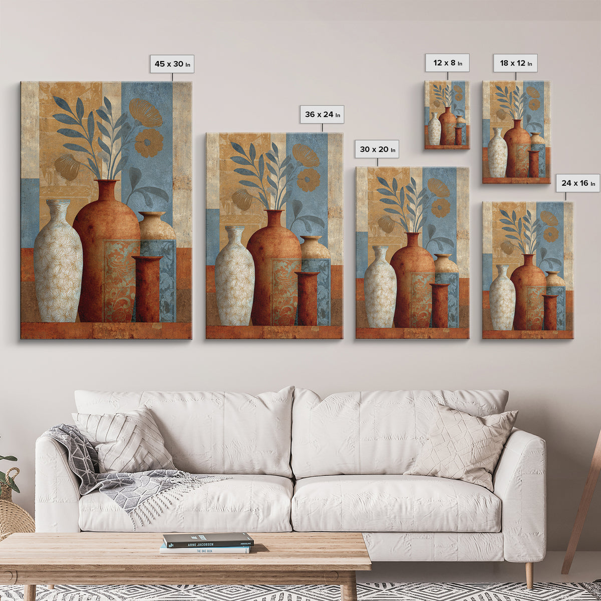 Henna Floral Ornament Pattern Framed Canvas Print, Moroccan Art, Neutral Wall Art, Living Room Decor, Fine Art, Marrakesh, MOR-2x3-88