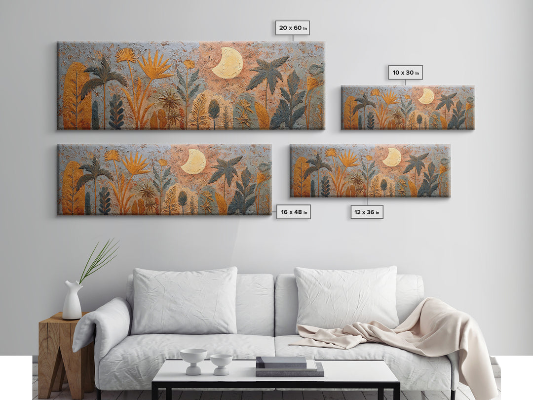 Camel Silhouette Beneath Crescent Moon Canvas Print, Moroccan Art, Luxury Decor, Living Room Decor, Fine Art, Marrakesh, MOR-3x1-3