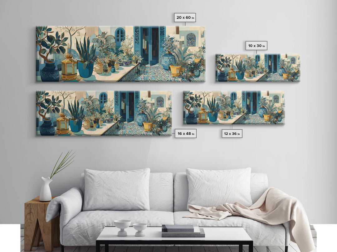 Brass Lantern Still Life Casting Lace Shadows Canvas Print, Moroccan Art, Textured Painting, Living Room Decor, Marrakesh, MOR-3x1-73