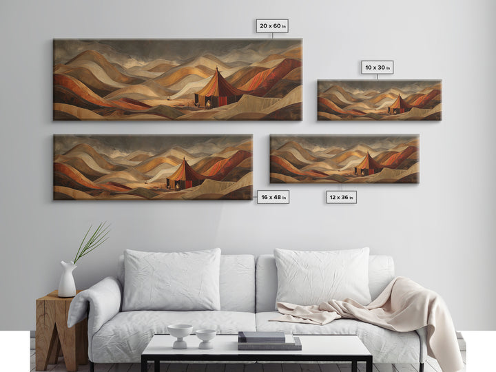 Sahara Dune Waves Framed Canvas Print, Moroccan Art, Printable, Living Room Decor, Oil Painting, Marrakesh, African Art, MOR-3x1-84