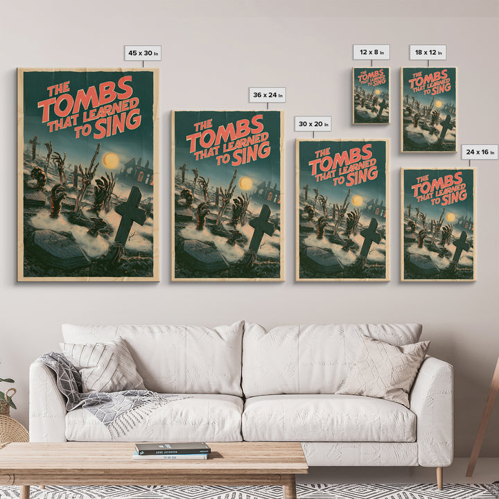 The Tombs That Learned To Sing, English Language Horror Movie Poster, Giallo Horror Art, Gothic Cinema Wall Art, Canvas Print