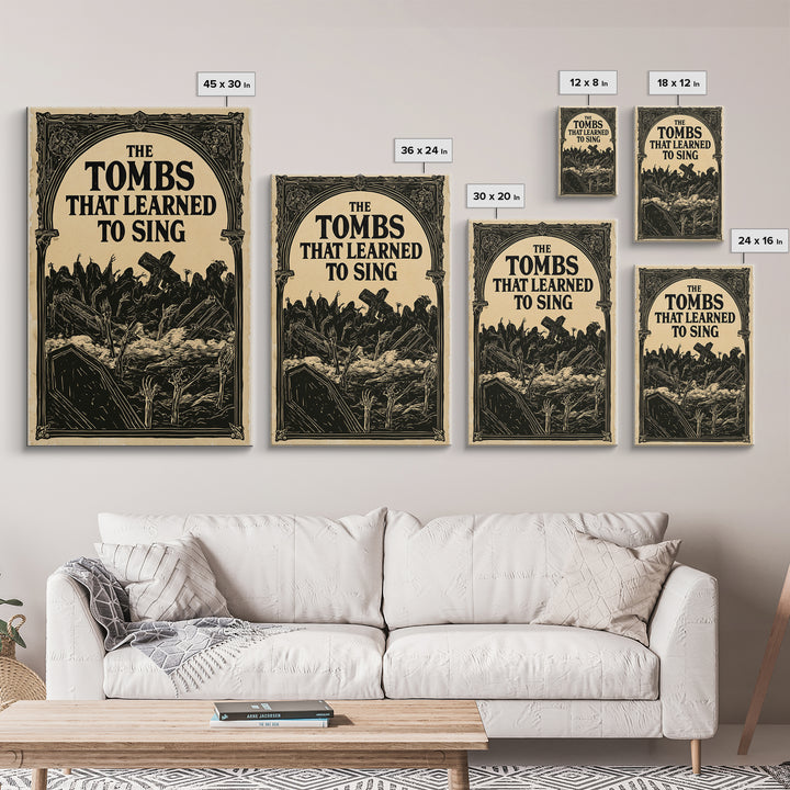 The Tombs That Learned To Sing, English Language Horror Movie Poster, Decadent Line Art, Gothic Cinema Wall Art
