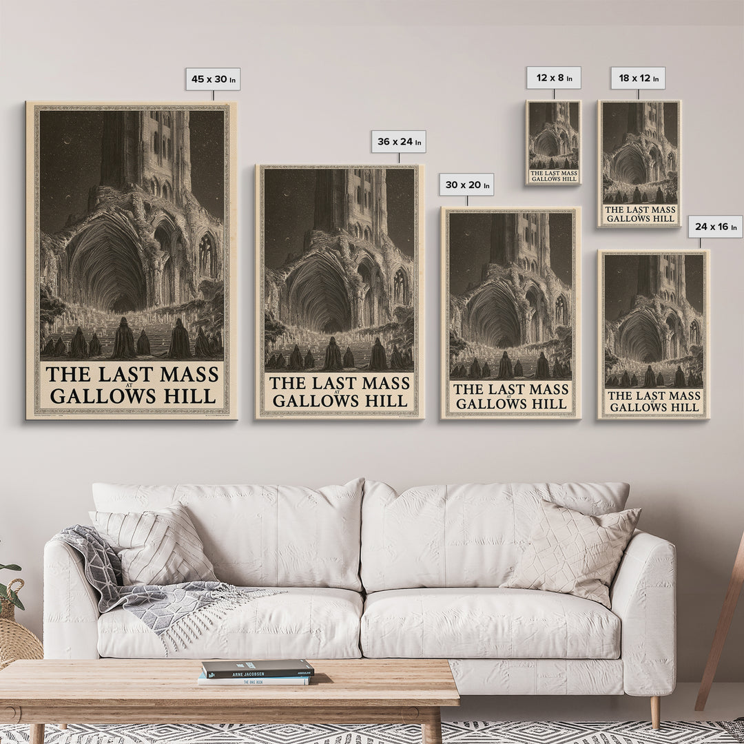 The Last Mass At Gallows Hill, English Language Horror Movie Poster, Gothic Engraving Art, Classic Monster Poster, Canvas Print