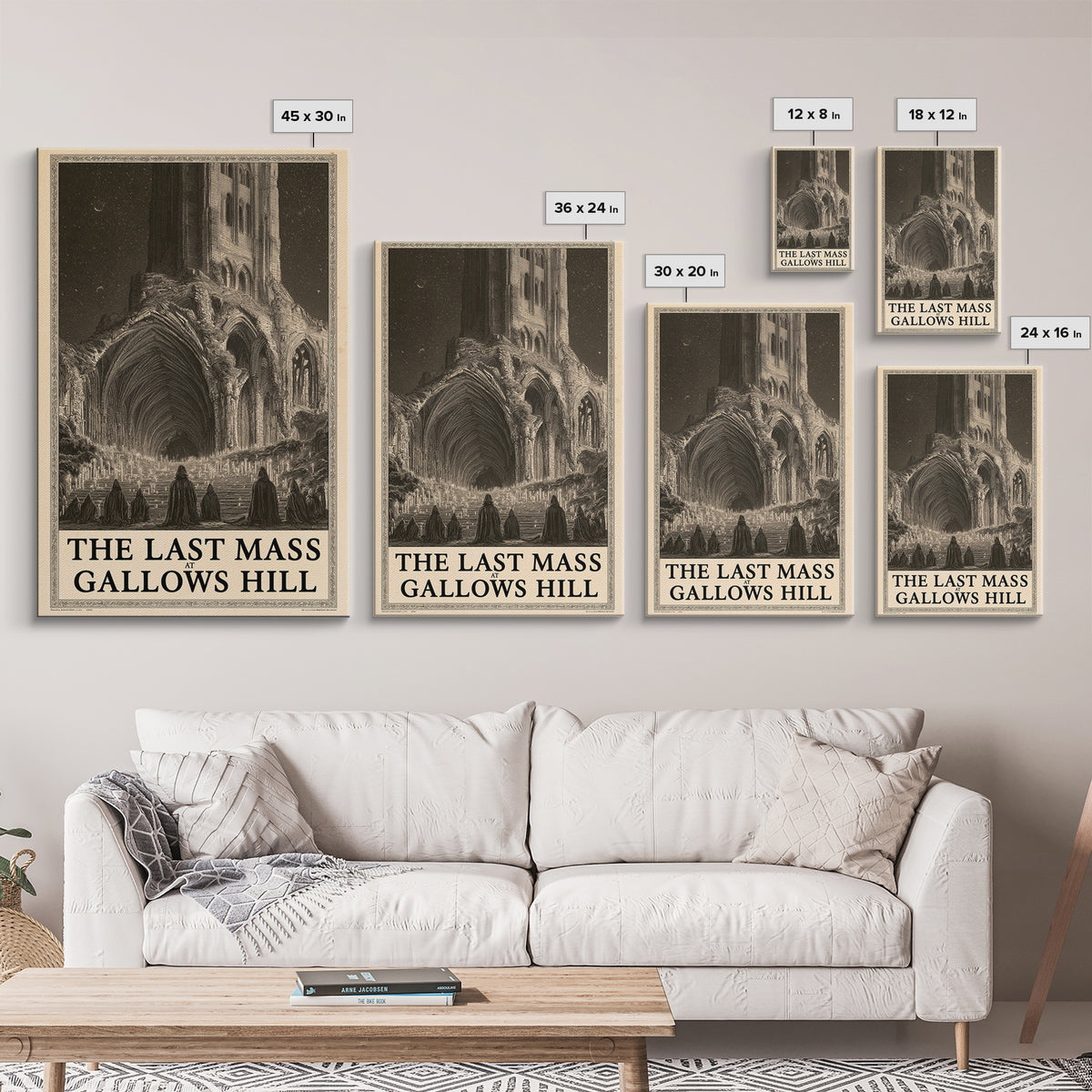 The Last Mass At Gallows Hill, English Language Horror Movie Poster, Gothic Engraving Art, Classic Monster Poster, Canvas Print