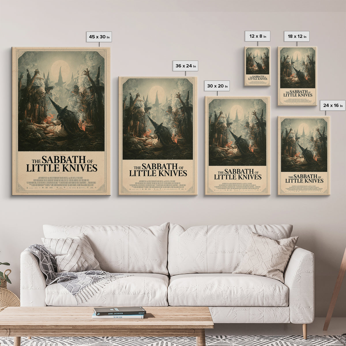 The Sabbath Of Little Knives, English Language Horror Movie Poster, Gothic Nightmare Art, Gothic Cinema Wall Art, Framed Canvas Print