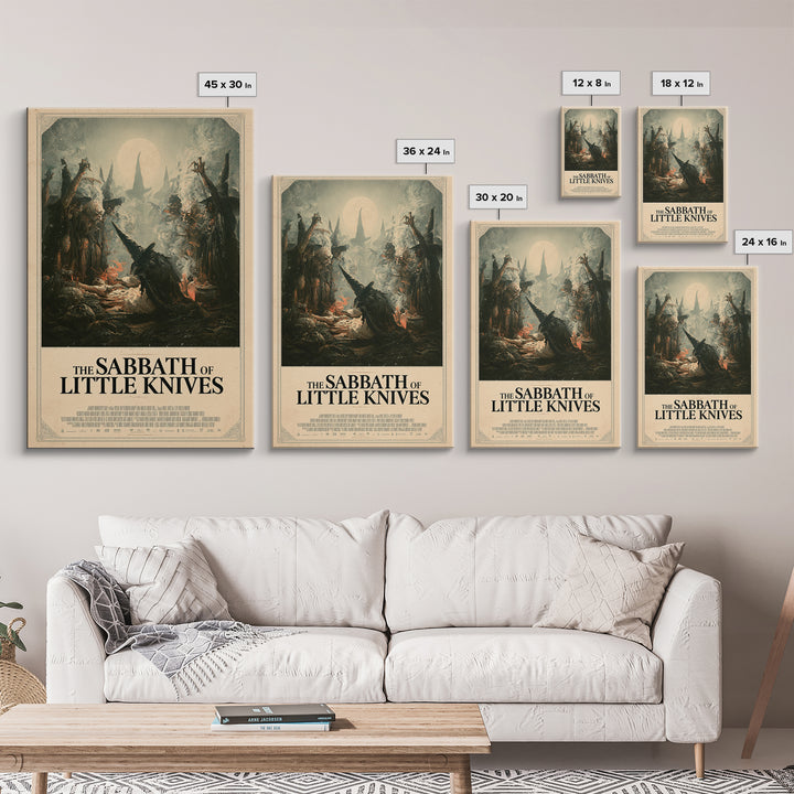 The Sabbath Of Little Knives, English Language Horror Movie Poster, Gothic Nightmare Art, Gothic Cinema Wall Art, Framed Canvas Print