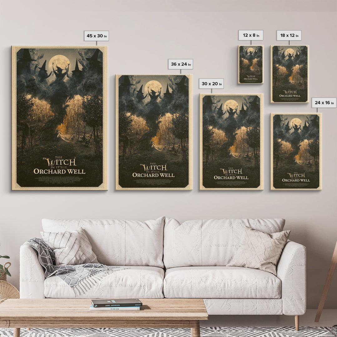 The Witch In The Orchard Well, English Language Horror Movie Poster, Gothic Nightmare Art, Retro Horror Movie Art, Canvas Print