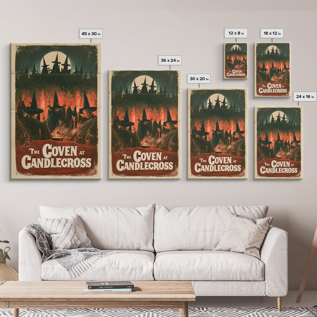 The Coven At Candlecross, English Language Horror Movie Poster, 1960s Horror Art, Retro Horror Movie Art, Framed Canvas Print