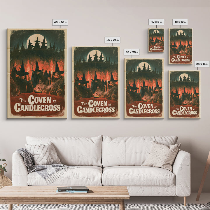 The Coven At Candlecross, English Language Horror Movie Poster, 1960s Horror Art, Retro Horror Movie Art, Framed Canvas Print
